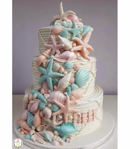 Seashells Themed Cake - 3 Tier