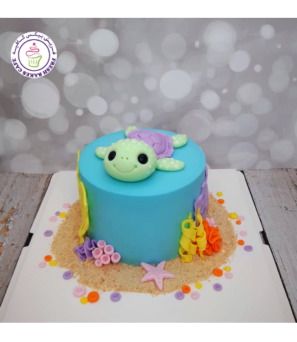 Sea Turtle Themed Cake - 3D Cake Topper - Cute