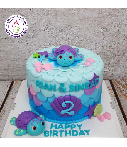 Sea Turtle Themed Cake - 3D Cake Toppers - Cute