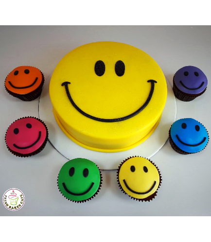 Smiley Themed Cake - 2D Cake & Cupcakes 02