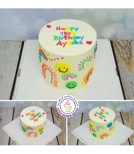 Smileys & Rainbows Themed Cake
