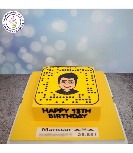 Snapchat Themed Cake - Printed Picture - 1 Tier