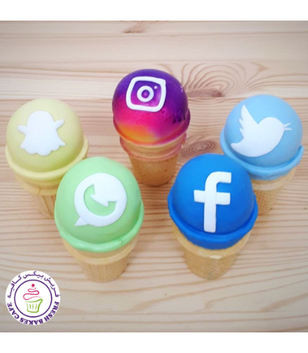 Social Media Themed Cone Cake Pops
