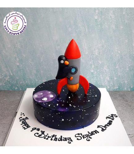 Cake - Space - Rocket Ship & Penguin - 3D Cake Toppers