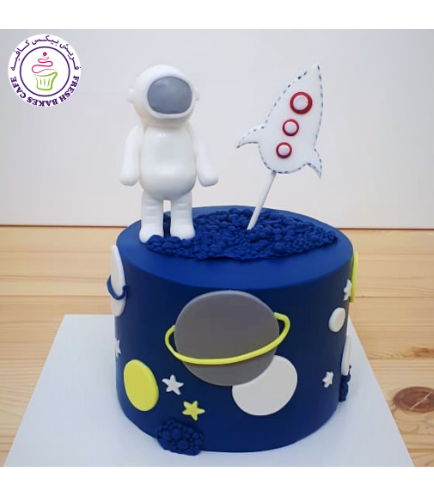 Cake - Space - Astronaut & Rocket Ship - 2D & 3D Cake Toppers - 1 Tier 02