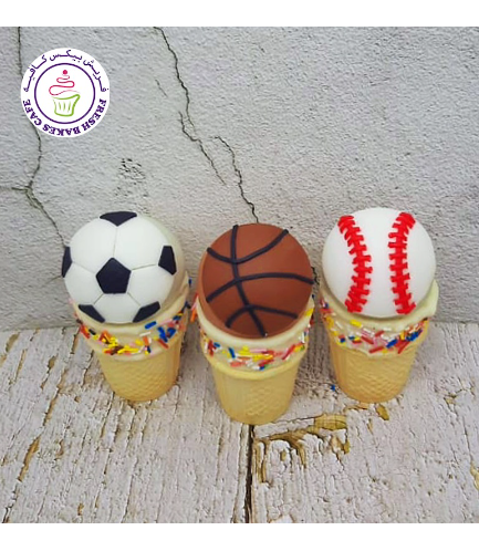 Sports Balls Themed Cone Cake Pops