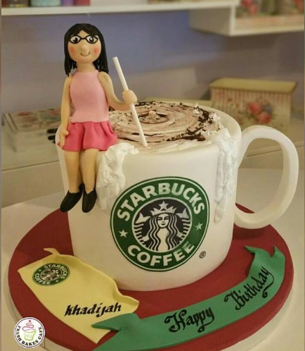 Coffee Mug Themed Cake - 3D Cake - Starbucks & 3D Character 01