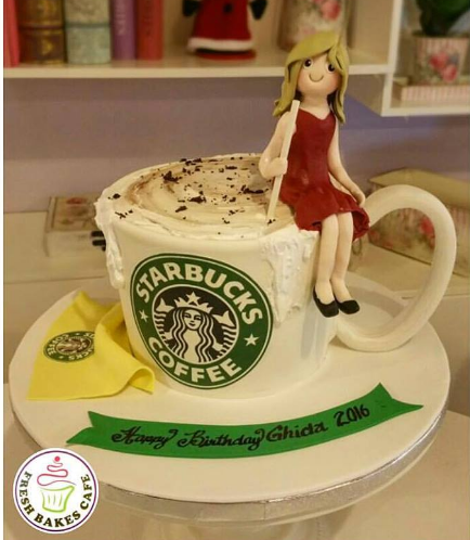 Coffee Mug Themed Cake - 3D Cake - Starbucks & 3D Character 02