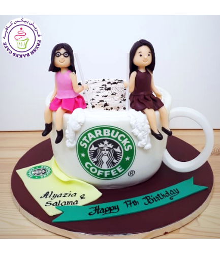 Coffee Mug Themed Cake - 3D Cake - Starbucks & 3D Characters