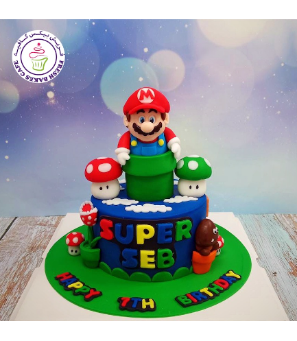 Cake - Warp Pipe - 3D Cake Topper - 1 Tier 04