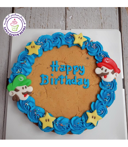 Super Mario Themed Chocolate Chip Cookie Cake