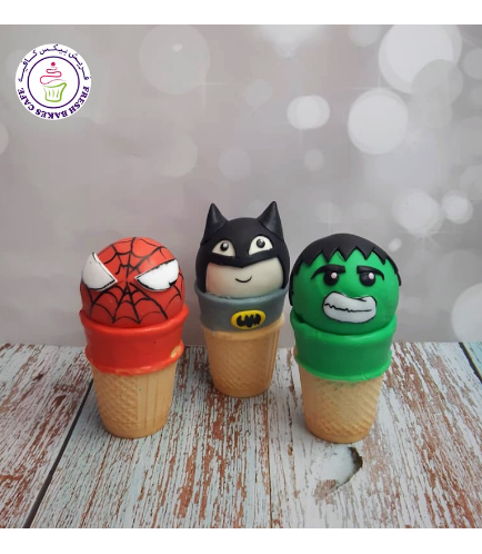 Superheroes Themed Cone Cake Pops - Characters 01
