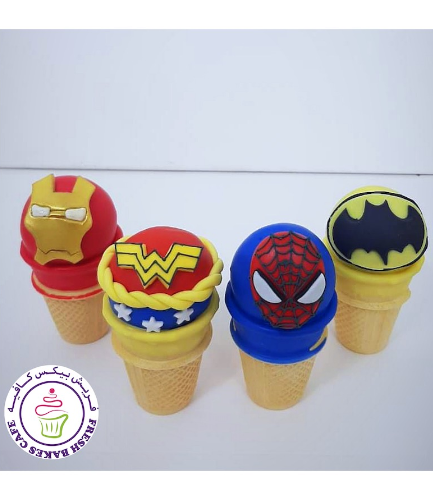 Superheroes Themed Cone Cake Pops - Logos 01
