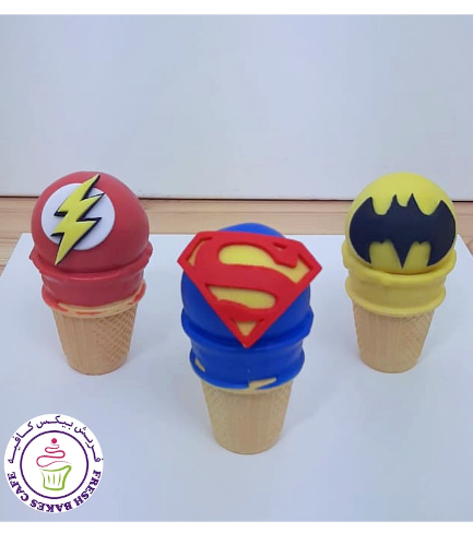 Superheroes Themed Cone Cake Pops - Logos 02