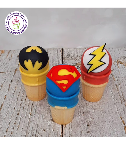 Superheroes Themed Cone Cake Pops - Logos 02