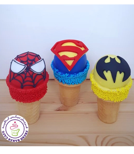 Superheroes Themed Cone Cake Pops - Logos 03