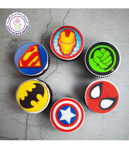 Superheroes Themed Cupcakes - Logos - Printed Pictures 01