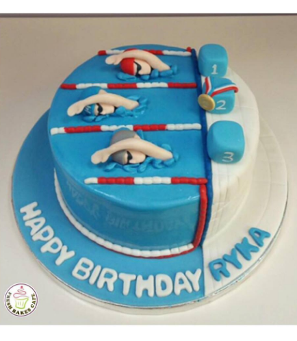 Swimming Competition Themed Cake