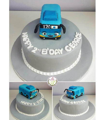 Bus Themed Cake - Tayo the Little Bus - 3D Cake Topper 01