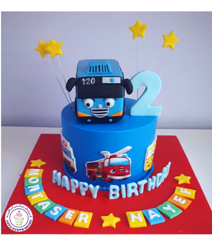 Bus Themed Cake - Tayo the Little Bus - 3D Cake Topper 02