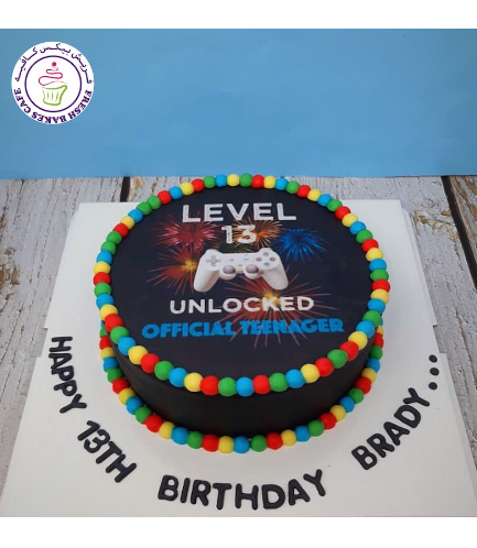 Teenager Themed Cake - Gamer - Printed Picture 01b