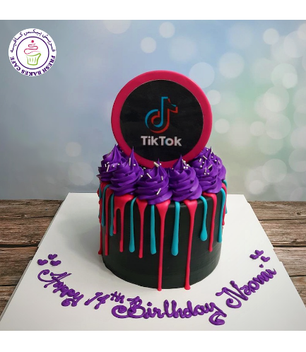 TikTok Themed Cake - Drizzle - 1 Tier