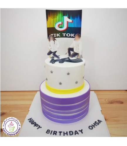 TikTok Themed Cake - Printed Pictures - 2 Tier