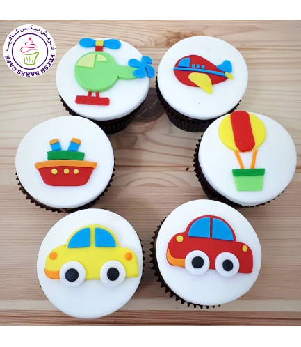 Transportation Themed Cupcakes - 2D Toppers 02
