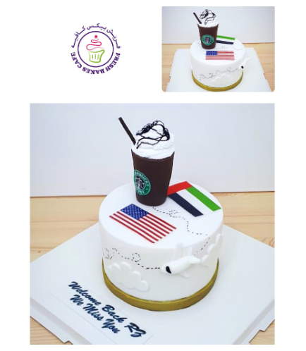Cake - Airplane & Starbucks Takeaway Cup - 3D Cake Toppers