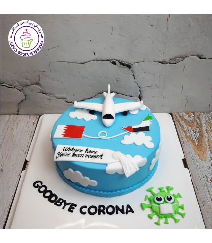Cake - Airplane - 3D Cake Topper, Flag, Map, & Virus - Fondant Cake