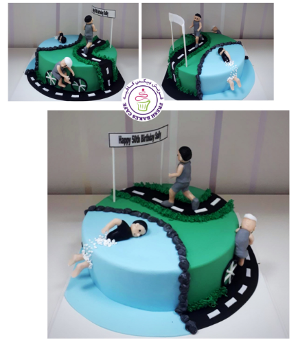 Triathlon Themed Cake - 3D Cake Toppers