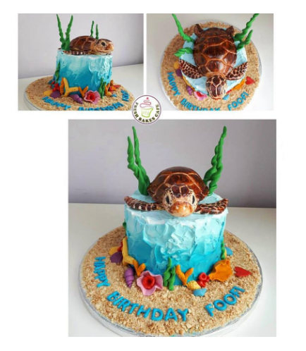 Sea Turtle Themed Cake - 3D Cake Topper