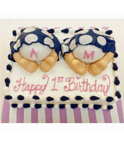 Cake - Double Celebration - Twins - First Birthday - Baby Bums