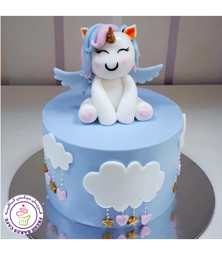 Cake - 3D Cake Topper - Unicorn with Wings - 1 Tier 002