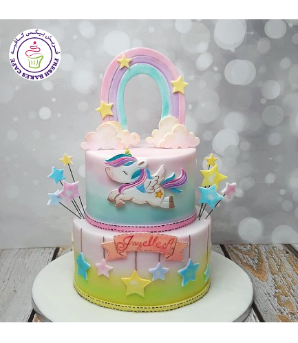 Cake - Unicorn with Wings - Fondant Picture - 2 Tier