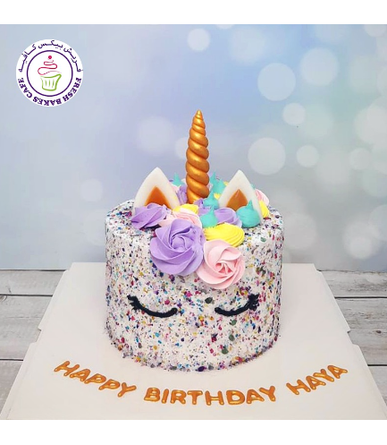 Cake - Unicorn - Cream Cake - Cream Piping - 1 Tier - Sprinkles
