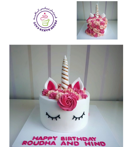 Cake - Unicorn - Fondant Cake - Cream Piping - 1 Tier 026