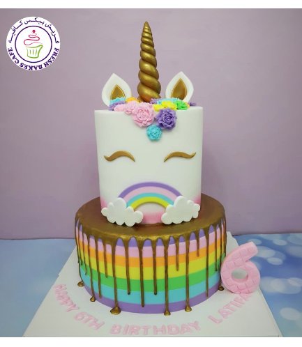 Cake - Unicorn - Fondant Cake - Flowers - 2 Tier 03