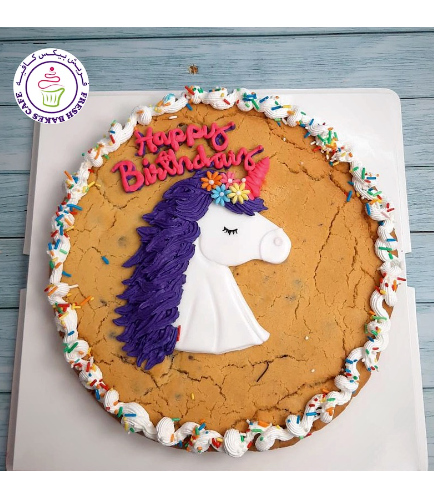 Unicorn Themed Cookie Cake - 2D Cake Topper - Face - Side View 03