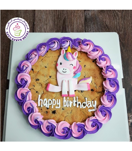 Unicorn Themed Chocolate Chip Cookie Cake - 2D Cake Topper