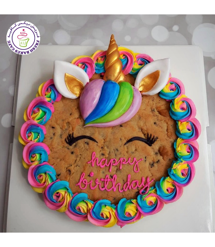 Unicorn Themed Chocolate Chip Cookie Cake - Face 01