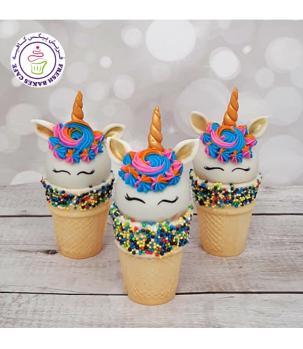 Unicorn Themed Cone Cake Pops - Cream Piping