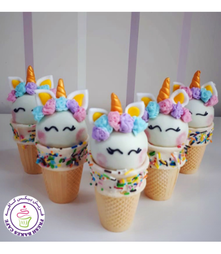 Unicorn Themed Cone Cake Pops - Flowers 03c