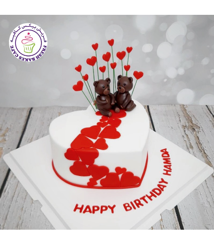 Cake - Heart Cake - Bears - 3D Cake Toppers - Brown 01