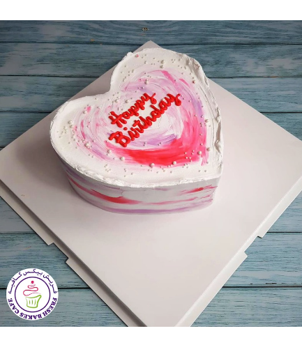 Cake - Heart Cake - Cream - Color Swirl