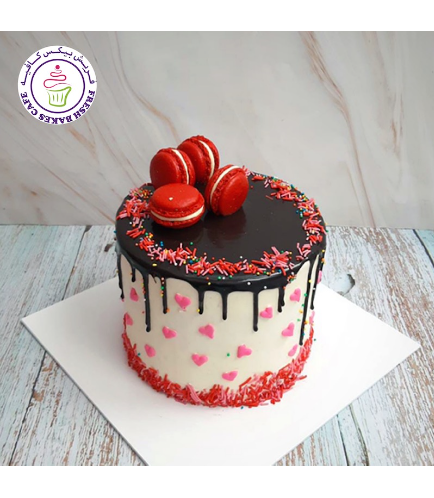 Cake - Funfetti Cake - Heart Sprinkles & Macarons