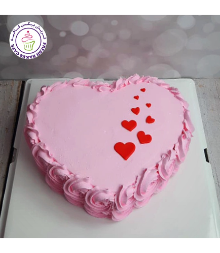 Cake - Heart Cake - Cream - Cream Rose - Pink