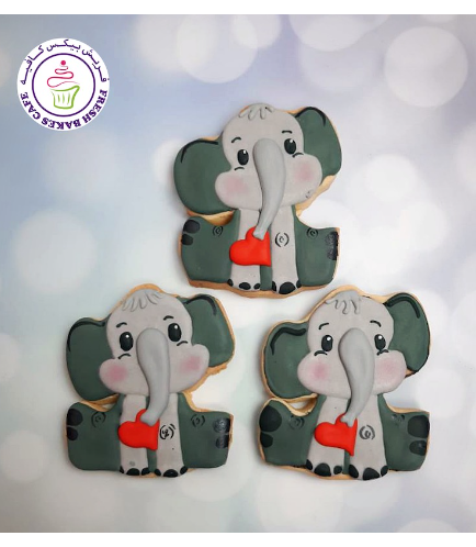 Elephant Themed Cookies - Front View - Boy