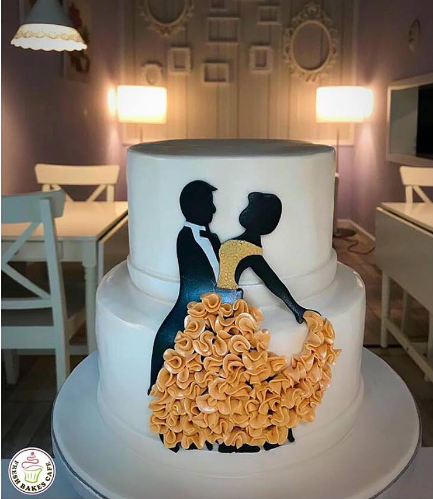 Bride & Groom Themed Cake - Bride & Groom Silhouettes