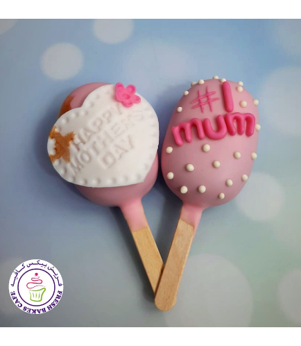 Mother's Day Themed Popsicakes - Heart & #1